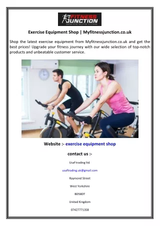 Exercise Equipment Shop  Myfitnessjunction.co.uk