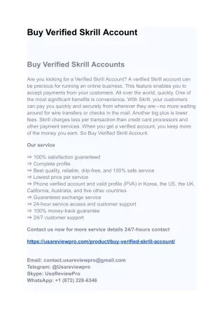 Buy Verified Skrill Account