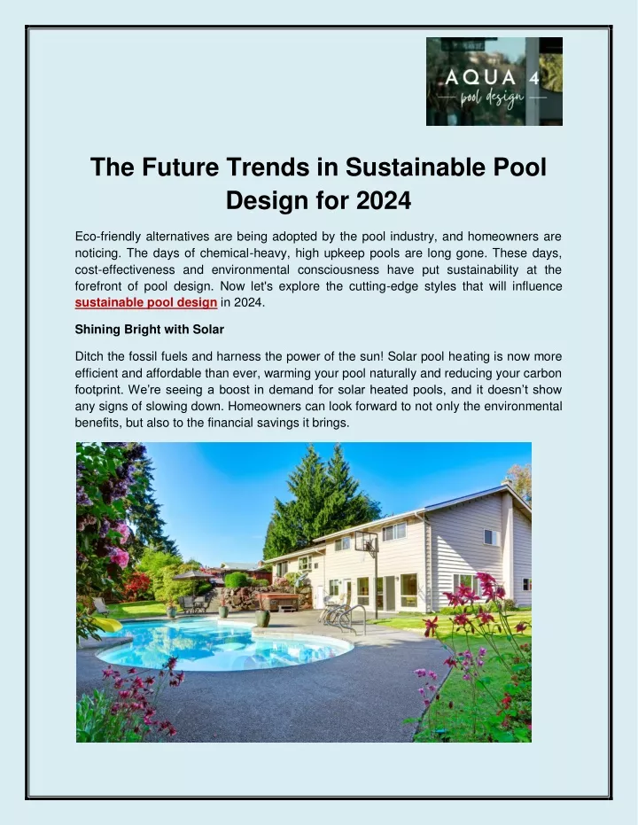 PPT The Future Trends In Sustainable Pool Design For 2024 PowerPoint   The Future Trends In Sustainable Pool Design N 