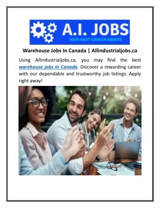 Warehouse Jobs In Canada Allindustrialjobs.ca