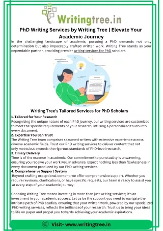 PhD Writing Services by Writing Tree | Elevate Your Academic Journey