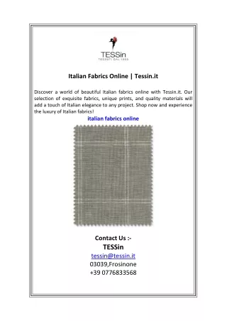Italian Fabrics Online   Tessin.it.
