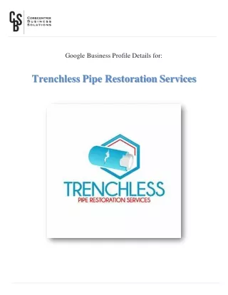 Trenchless Pipe Restoration Services