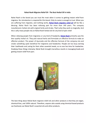 Rahat Rooh Migraine Relief Oil - The Best Herbal Oil in India.docx
