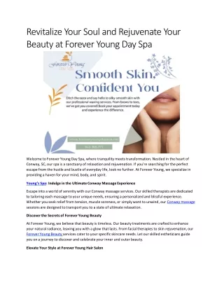 Revitalize Your Soul and Rejuvenate Your Beauty at Forever Young Day Spa