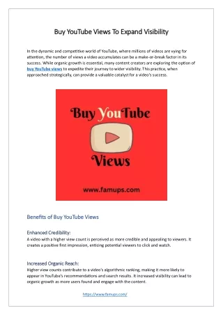 buy youtube views to expand visibility