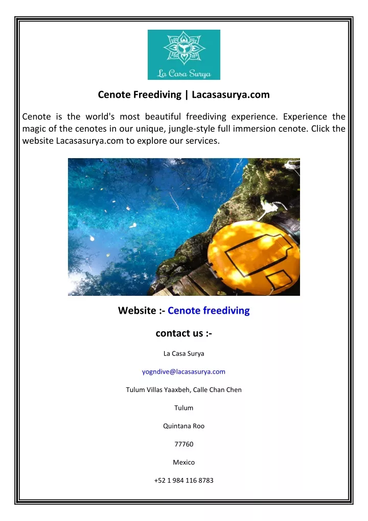 cenote freediving lacasasurya com