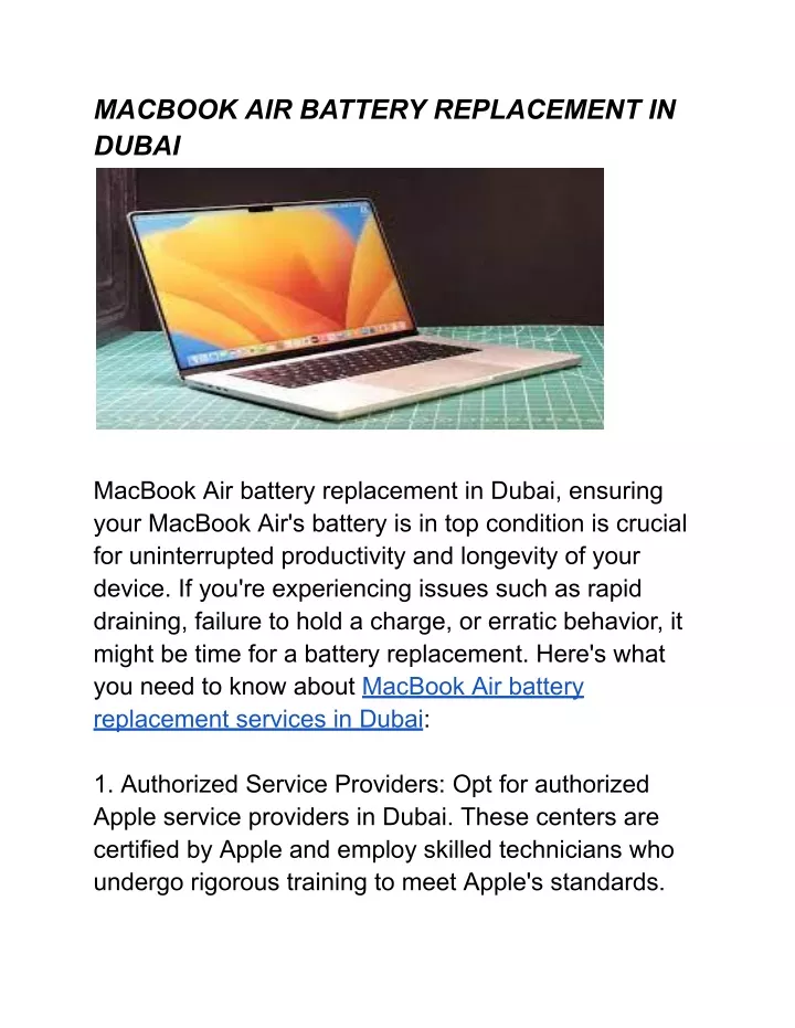 macbook air battery replacement in dubai