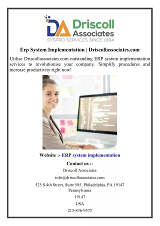 Erp System Implementation  Driscollassociates.com