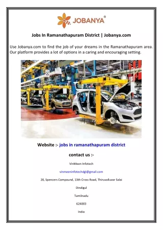 Jobs In Ramanathapuram District  Jobanya.com