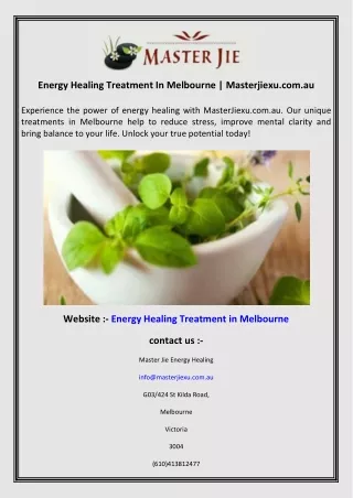 Energy Healing Treatment In Melbourne  Masterjiexu.com.au