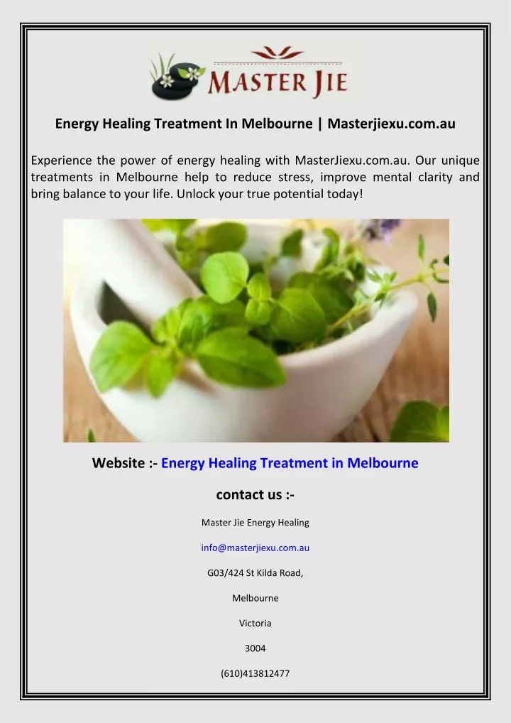 energy healing treatment in melbourne masterjiexu