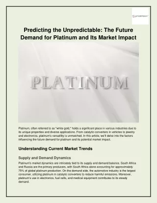 Predicting the Unpredictable_The Future Demand for Platinum and Its Market Impact