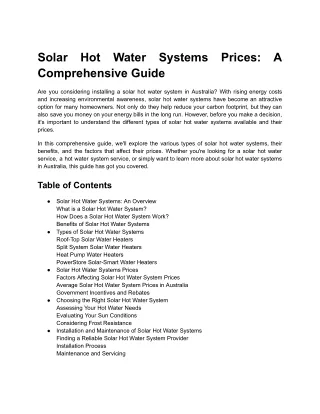 Solar Hot Water Systems Prices_ A Comprehensive Guide