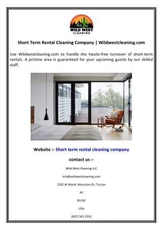 Short Term Rental Cleaning Company  Wildwestcleaning.com