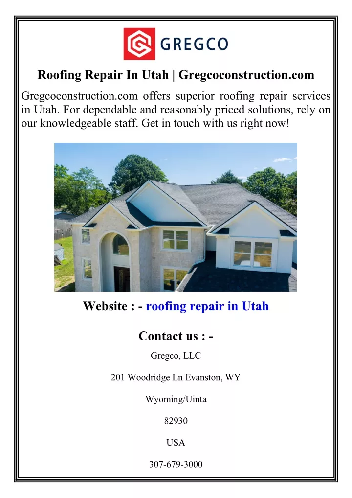 roofing repair in utah gregcoconstruction com