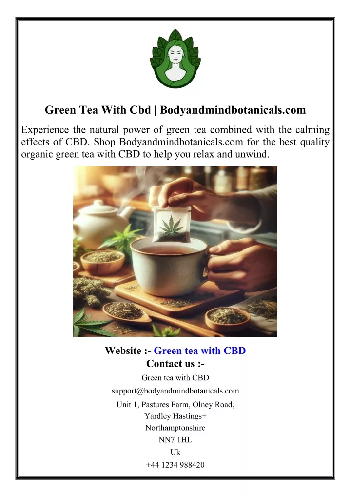 green tea with cbd bodyandmindbotanicals com