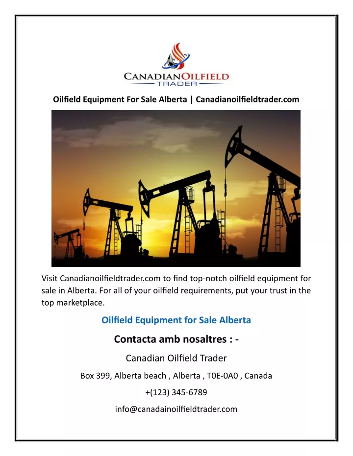 oilfield equipment for sale alberta