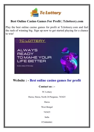 Best Online Casino Games For Profit  Tclotteery.com