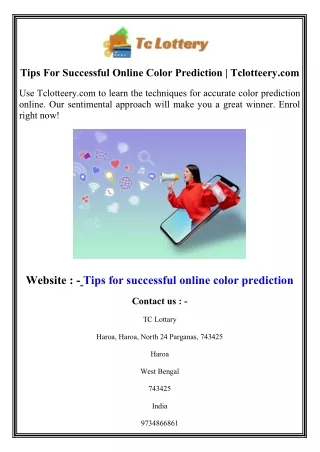 Tips For Successful Online Color Prediction  Tclotteery.com