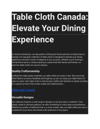 Table cloth Canada