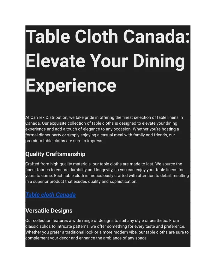 table cloth canada elevate your dining experience