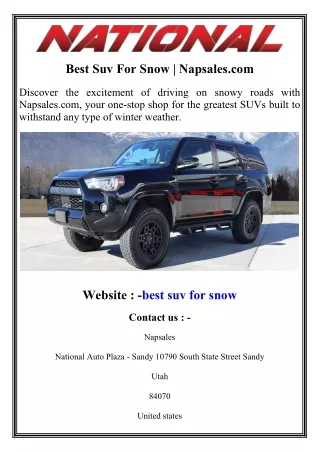 Best Suv For Snow  Napsales.com