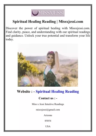 Spiritual Healing Reading  Missxjessi.com