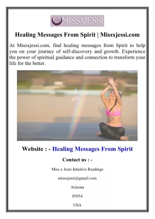 Healing Messages From Spirit  Missxjessi.com
