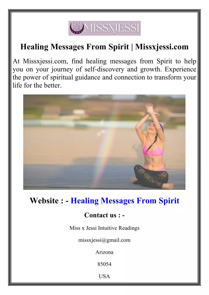 healing messages from spirit missxjessi com