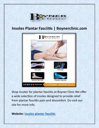Insoles Plantar Fasciitis | Boynerclinic.com