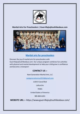 Martial Arts For Preschoolers | Guerrillajiujitsuthibodaux.com