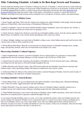 title unlocking glendale a guide to its best kept