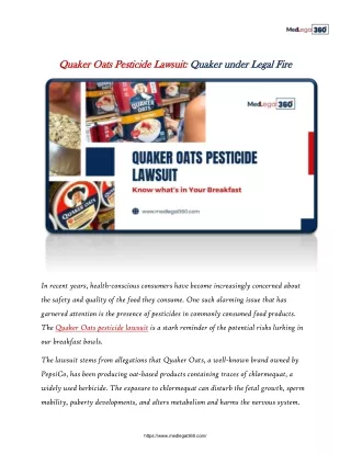 Quaker Oats Pesticide Lawsuit: Quaker under Legal Fire