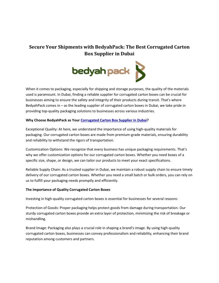 secure your shipments with bedyahpack the best