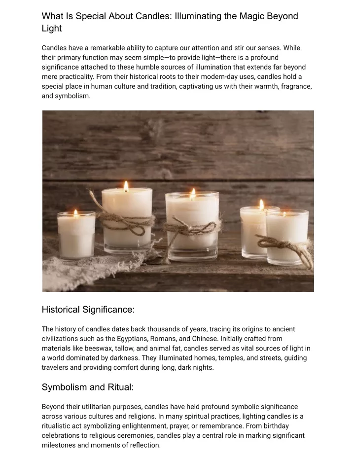 what is special about candles illuminating