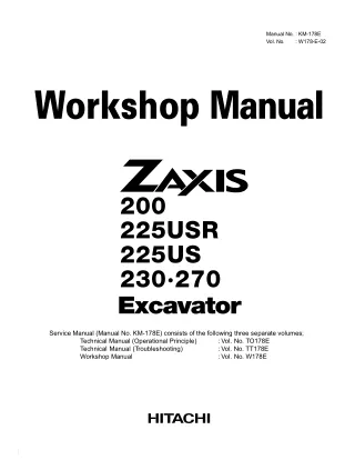 Hitachi Zaxis 210 Excavator Service Repair Manual