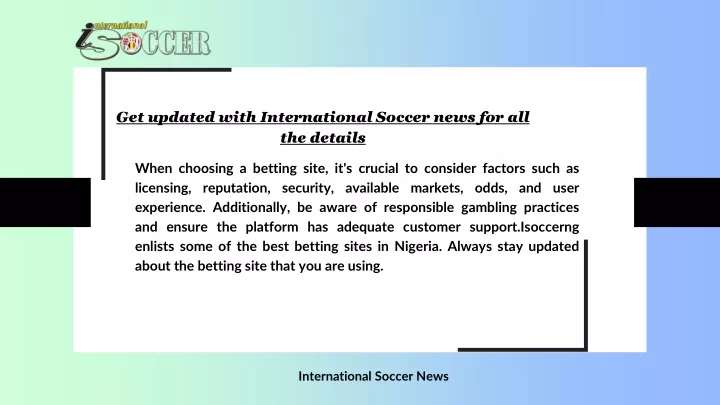 get updated with international soccer news