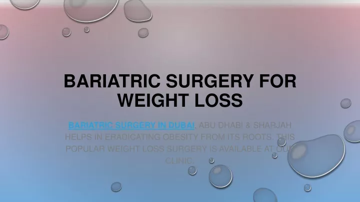 bariatric surgery for weight loss