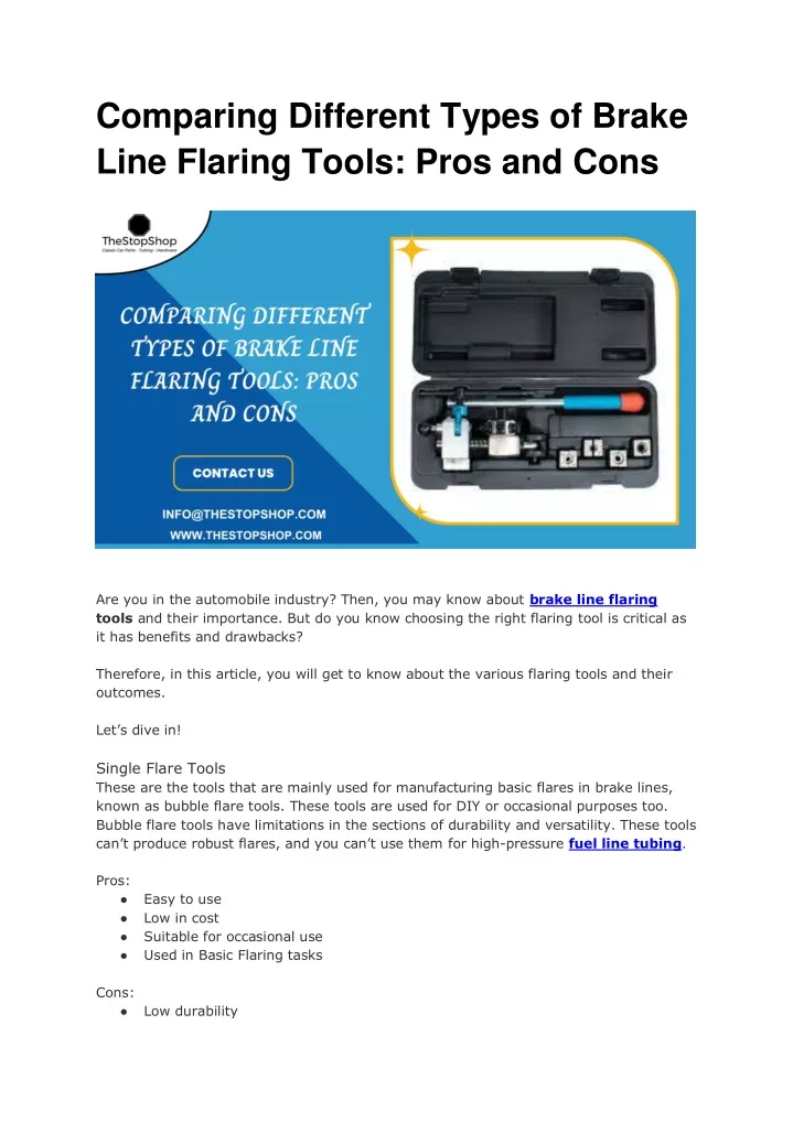 comparing different types of brake line flaring