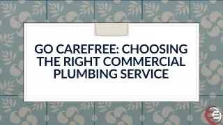 Go Carefree Choosing The Right Commercial Plumbing Service