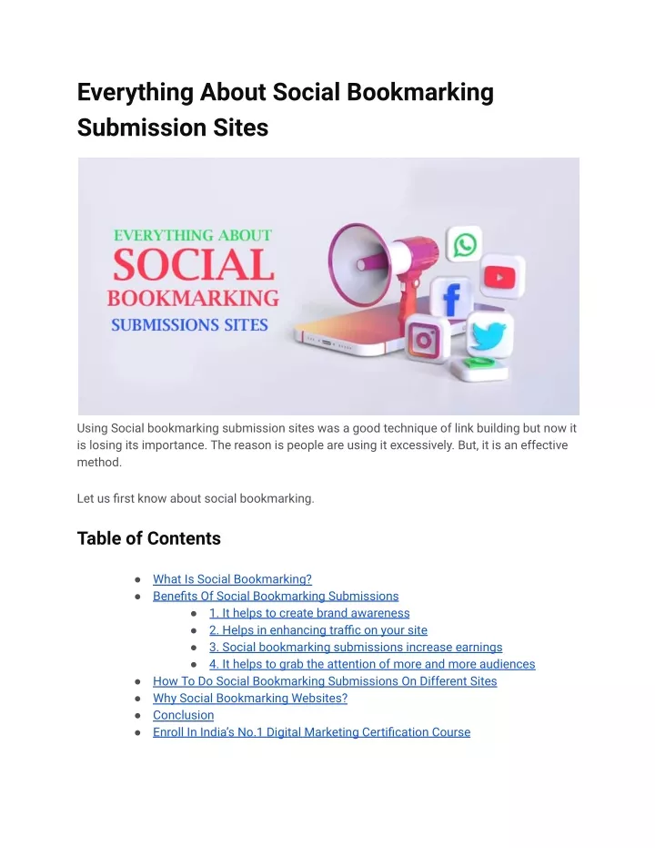everything about social bookmarking submission