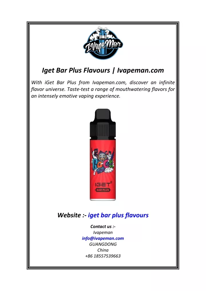 iget bar plus flavours ivapeman com