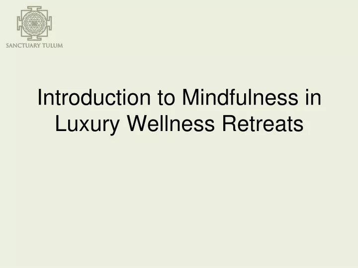 introduction to mindfulness in luxury wellness