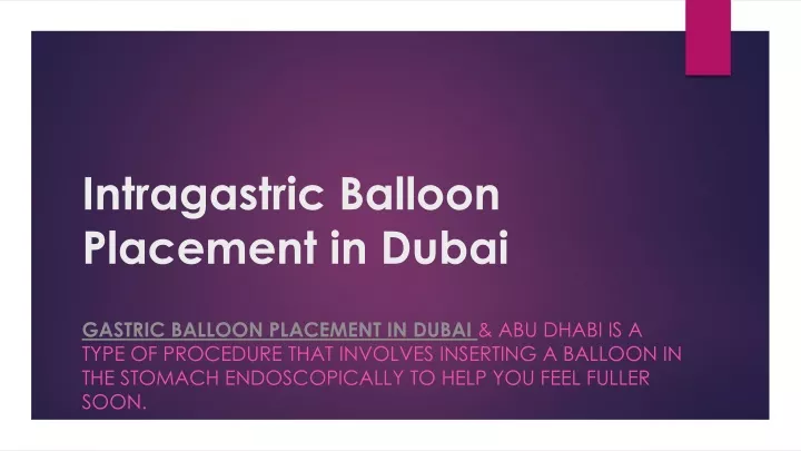 intragastric balloon placement in dubai