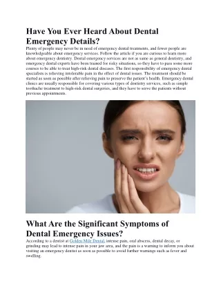 Have You Ever Heard About Dental Emergency Details