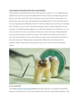 Is the Impaired Tooth Dead After Root Canal Healing