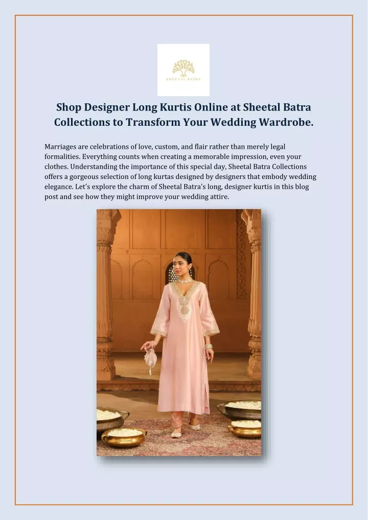 shop designer long kurtis online at sheetal batra