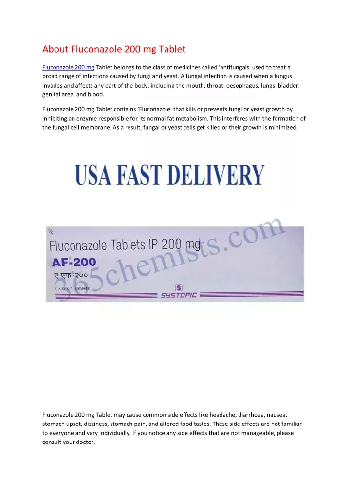 about fluconazole 200 mg tablet