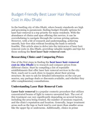 Best Laser Hair Removal Cost in Abu Dhabi